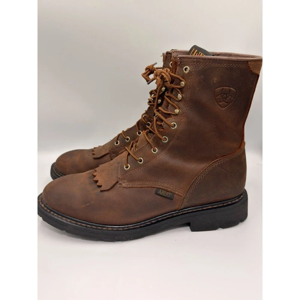 Ariat Cascade 8” Work Boots Mens 11 EE Wide Brown Aged Leather Kiltie 10002418